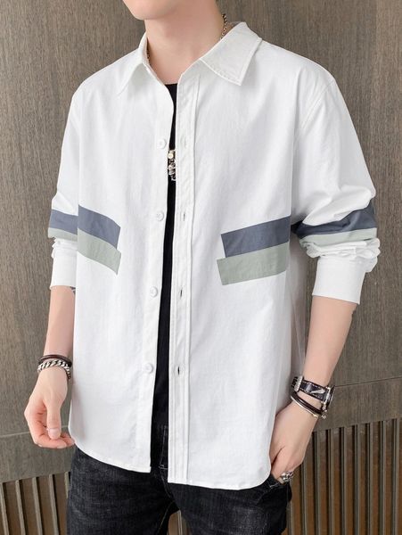 

men contrast panel shirt r7eu#, White;black