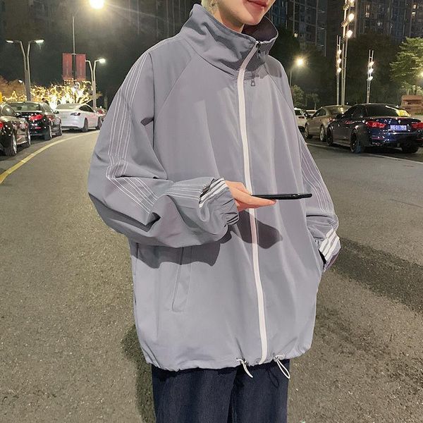 

men's jackets 2021 autumn arrivals jacket male loose wild trend casual striped clothes hip-hop brand youth windbreaker blue, Black;brown