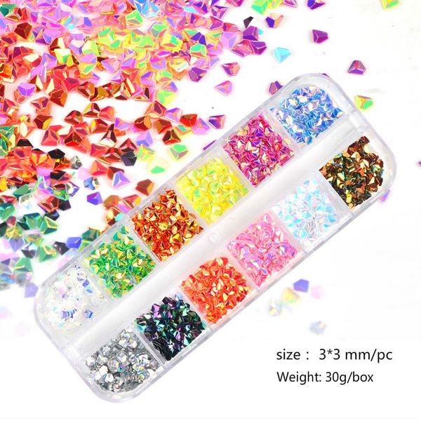 

nail art decorations 1 box holographic glitter rhinestone sequin mirror sparkly butterfly sequins 3d slices accessories, Silver;gold