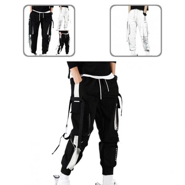 

men's pants winter trousers chic loose thicken harem cool men cargo, Black