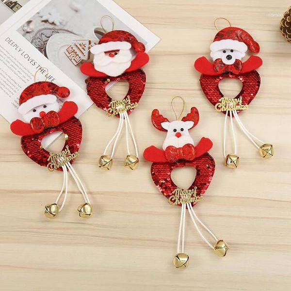 

arrival christmas decorations heart-shaped sequin long-foot bell ornament tree party decor gift pendant1