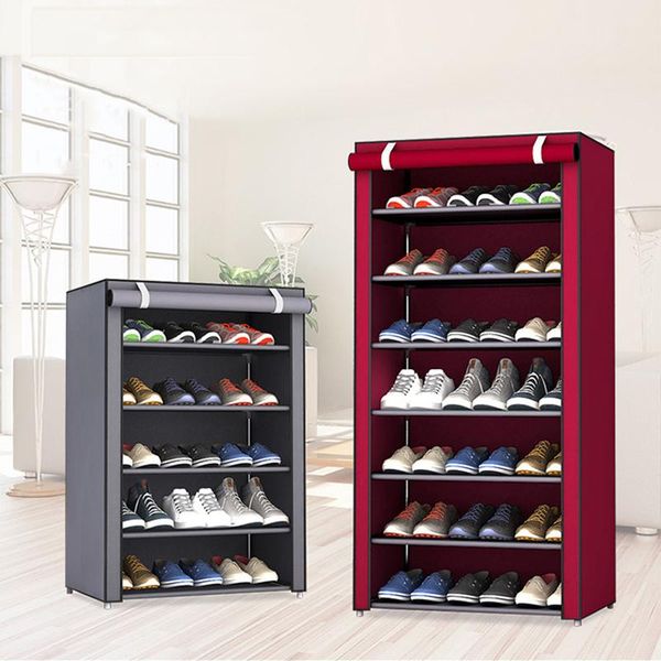 

clothing & wardrobe storage multi-layer combination dustproof school shoe rack organizer stand for footwear box holder wholesale solid color