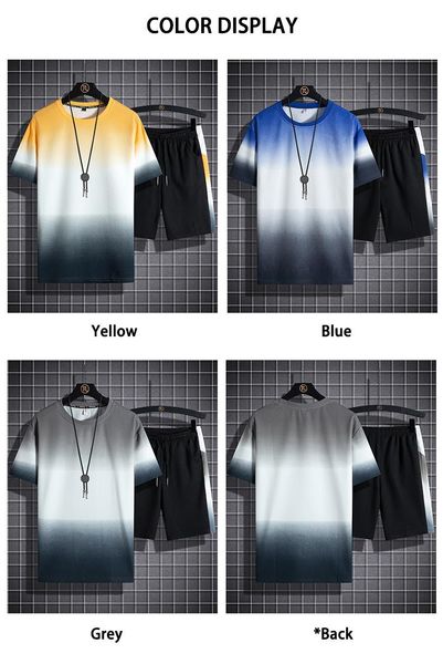 

men's tracksuits brand fashion 2-piece casual sports suit short-sleeved t-shirt shorts 2021 summer 5xl, Gray