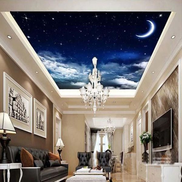 

wallpapers dropship custom large 3d zenith ceiling fresco modern starry sky moon nature wallpaper clubs ktv bar mural home decor