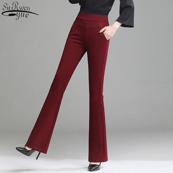 

all-match straight casual pant autumn and winter fashion women high waist flare pants large size 4xl professional trousers 11516 210417, Black;white