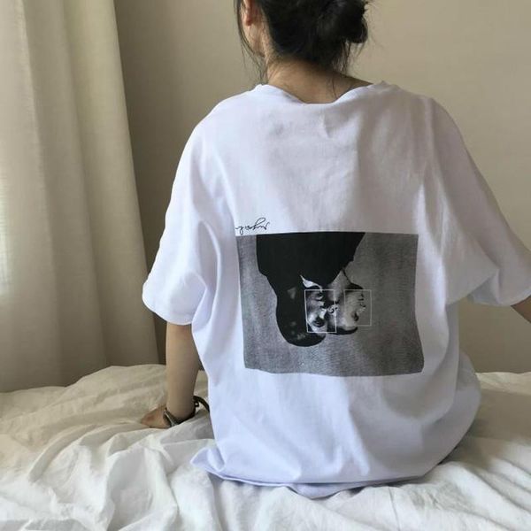 

women's t-shirt 2021 summer women cartoon print t shirts harajuku ulzzang vintage o neck short sleeve shirt streetwear tee, White