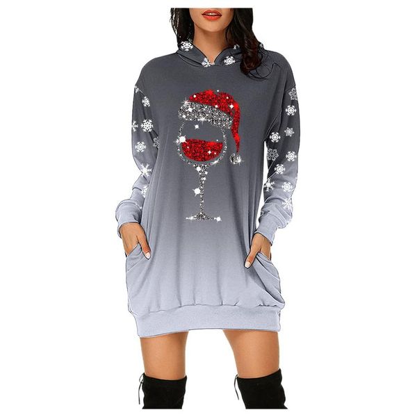 

casual dresses streetwear merry christmas modis dress women's prints bag hip pocket long sleeves hoodies vestido festa #g4, Black;gray