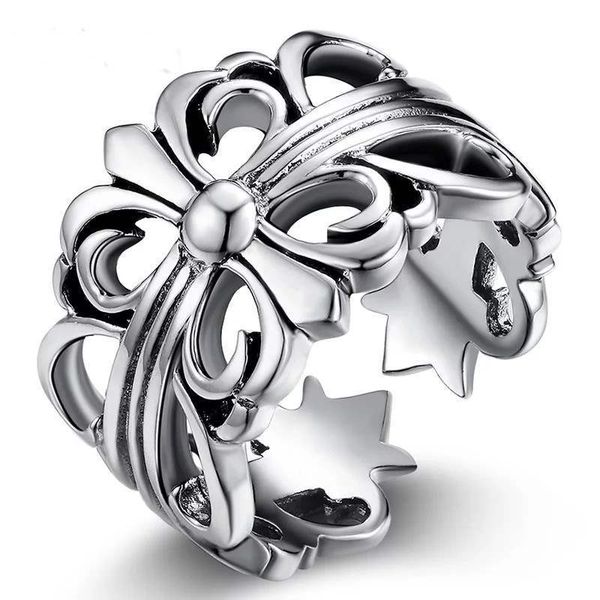 

party favor chrome/hearts rings book 925 sterling silver ring male croix heart cross ring opening fashion personality th