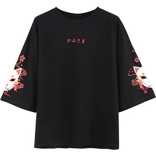 

summer japanese girlfriends students women t shirt short sleeved bf harajuku style tied bandwidth loose wild half sleeve sh, White