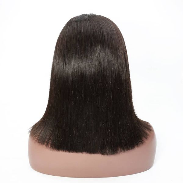 100% Brazilian Human Hair Natural Preto Produtos 13x4 Bob Frontal Wigs 10 12 14 polegadas