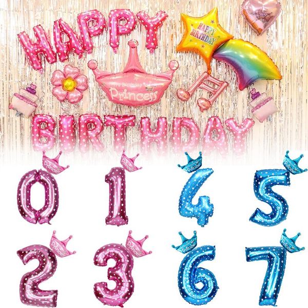 

party decoration 1pc 32 inch pink blue rose gold number balloon birthday wedding foil balloons kid boy toy baby shower supplies