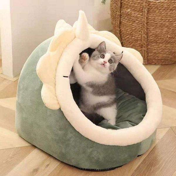 

cat beds & furniture double side cushion bed comfortable house semi closed high elastic cotton keep warm villa household pet products