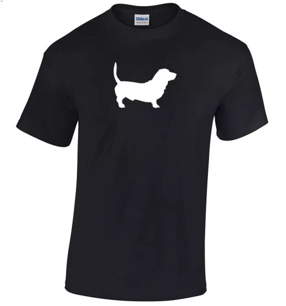 

Basset Hound T-Shirt Black White Tee Shirt Cotton Dog Canine Pet S-5XL, White;black