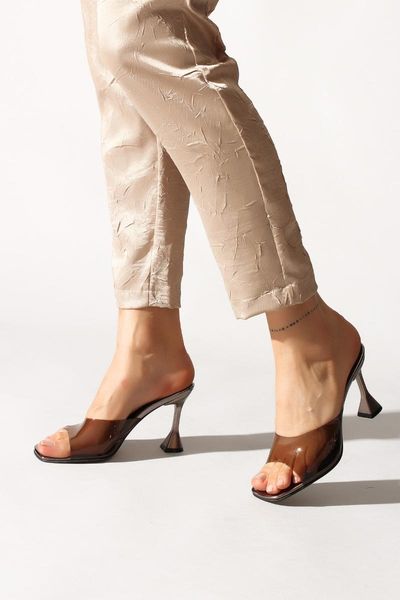

slippers platinum japanned leather transparent, Black