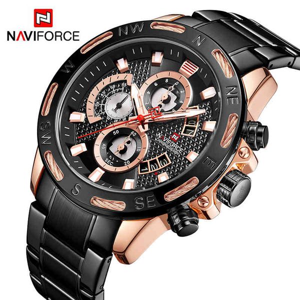 

naviforce men watches brand fashion sport watches men's waterproof quartz wrist watch male date clock relogio masculino 210517, Slivery;brown