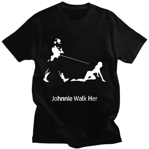 

men's t-shirts johnnie walker t-shirt funny humor gift present walk her t shirt shubuzhi brand, White;black