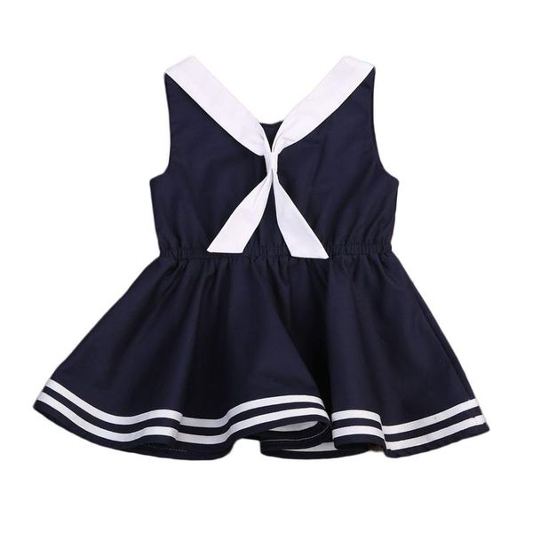 

girl's dresses pudcoco fashion summer toddler baby kids girls cotton navy dress cute bow tie clothes one piece 0-5y, Red;yellow