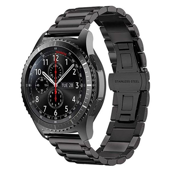 

watch bands stainless steel strap for samsung galaxy 46mm band 22mm solid metal bracelet gear s3 classic frontier, Black;brown