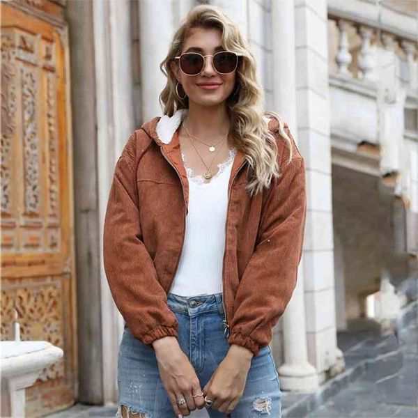 

foridol faux fur bomber coat jacket women clothes winter short streetwear short coat casual hooded zipper warm coat 210415, Black