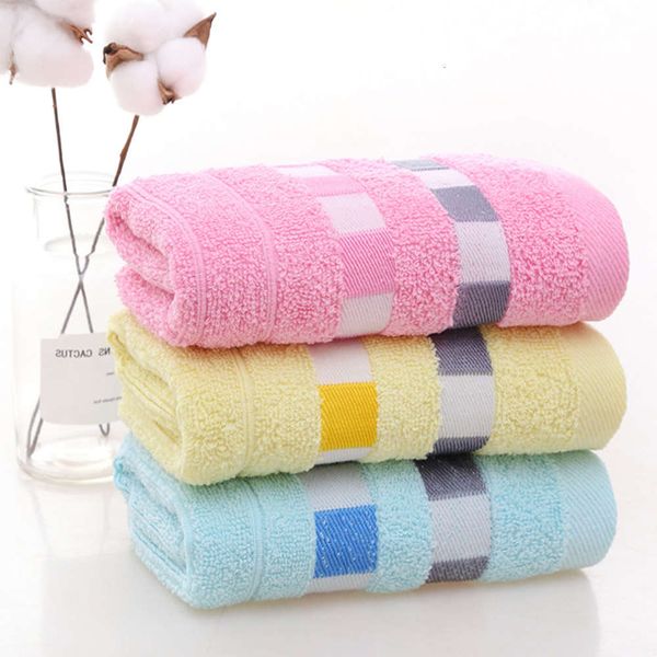 

broken cotton ribbon grid household washcloth back gift towel, White