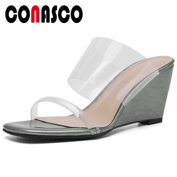 

women elegant sandals square toe wedge high heels casual comfortable summer prom party concise shoes woman, Black