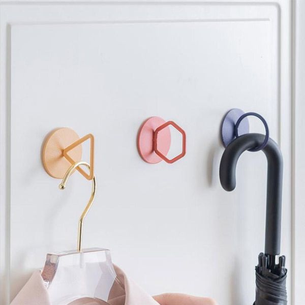 

hooks & rails ginmino self-adhesive wall hook heavy-duty wall-mounted waterproof bathroom kitchen organizer key holder towel