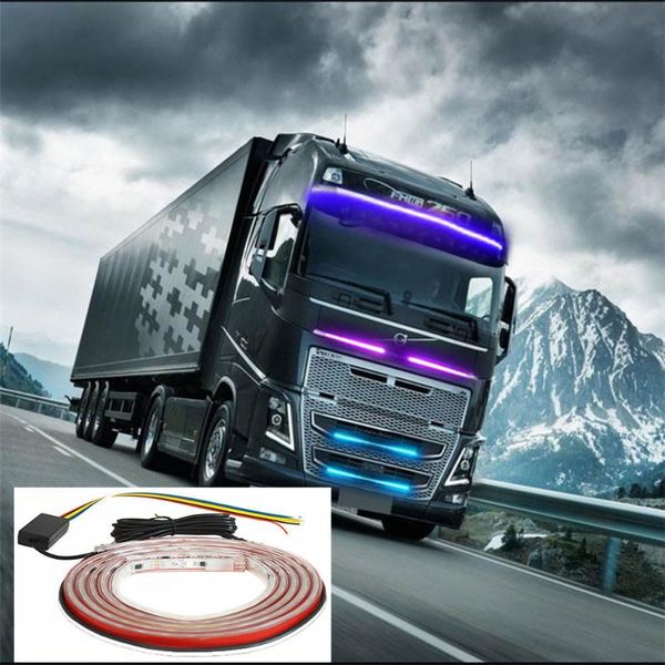 

car headlights 24v truckside light strip modified atmosphere mid-net sun visor decorative bar colorful led streamer lamp