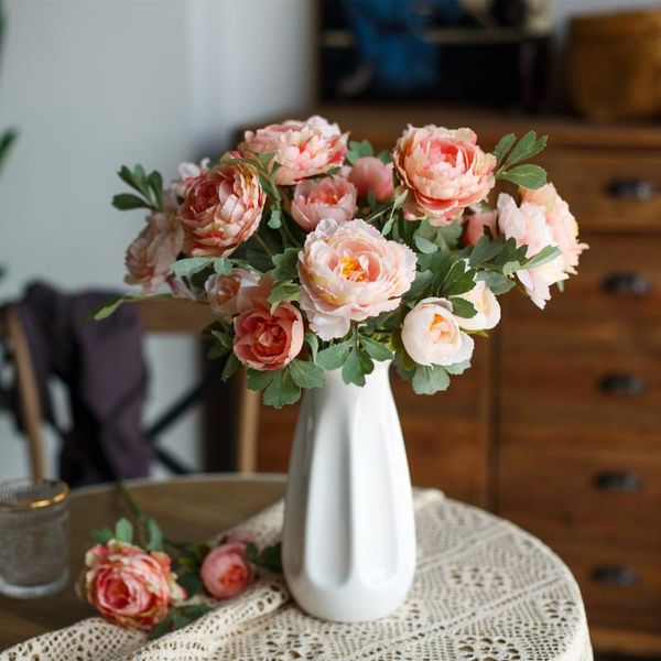 

decorative flowers & wreaths artificial plastic silk peony table accessories office party aesthetic home decor living room deco