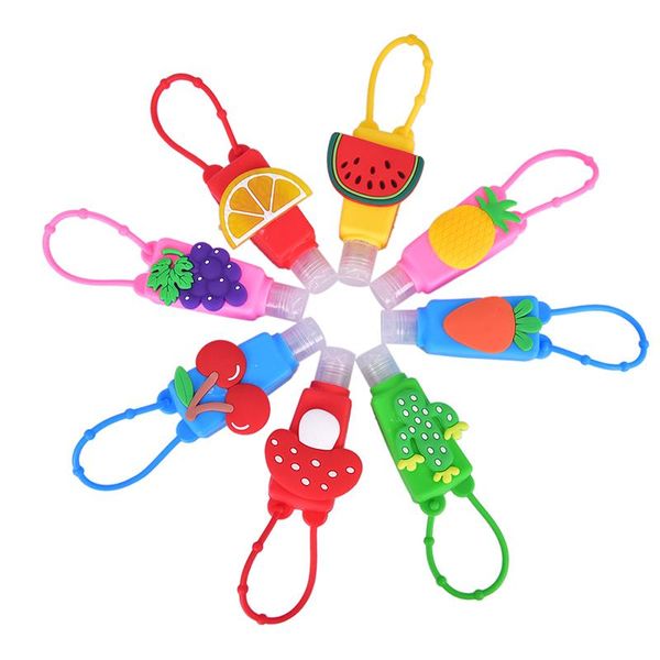 

storage bottles & jars 1pcs cute fruit pattern 30ml mini hand sanitizer split portable detachable cover silicone bath shower gel holder