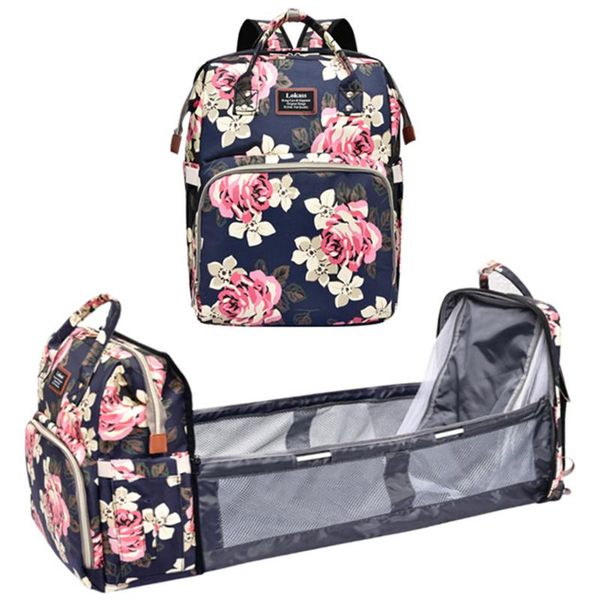 

diaper bags flower mummy bag multifunctional folding bed large capacity waterproof mother portable and baby