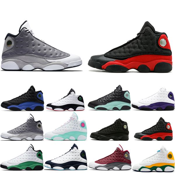 

wholesale original men basketball shoes 13s atmosphere grey aurora green black cat flint he got game hyper royal trainers like