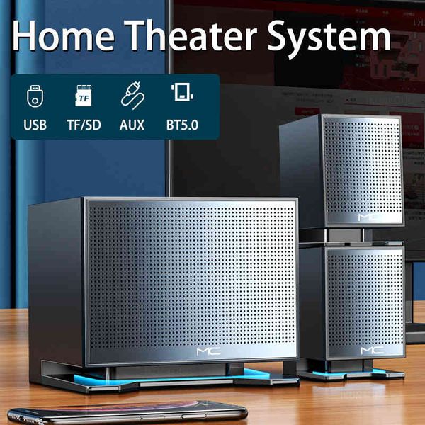 2021 светодиодные компьютерные комбинированные колонки AUX USB Wired Wired Wireless Bluetooth Audio System Home Theatre Surround Soundbar PC TV