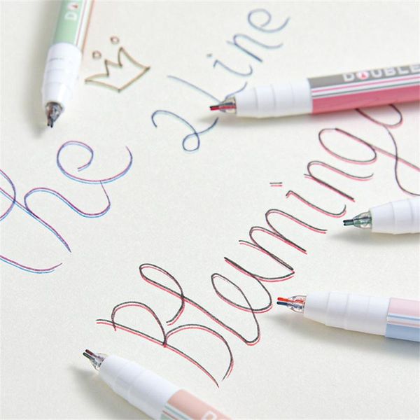 

6pcs/set double line art markers pen 0.5mm gel set drawing handwriting stationery office supplies pens
