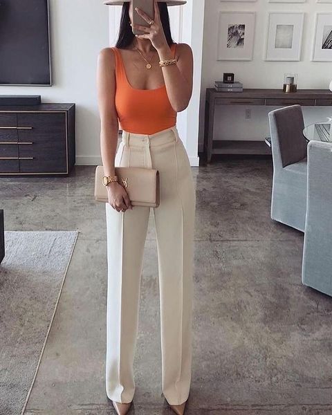 

women's two piece pants ladies elegant temperament suit, two-piece buttoned with puff sleeve pockets and cutout wide-leg trousers set, White