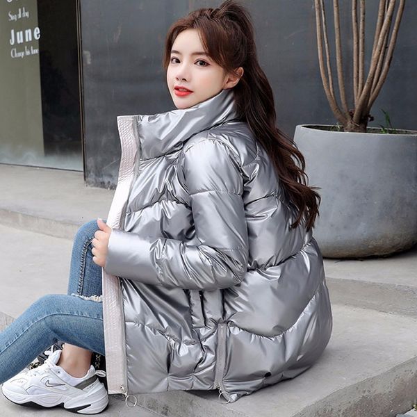 

down winter women jacket snow parka glossy female windbreak shinny warm coats, Black