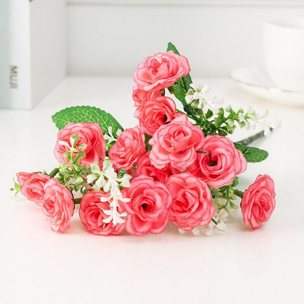 

decorative flowers & wreaths 29cm rose pink silk peony artificial bouquet 5 big head and 4 bud fake for home wedding decoration indoor