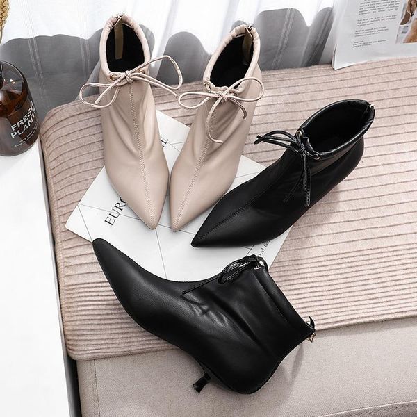 

boots leather women autumn shoes black high heel woman luxury fashion zapatos mujer 2021 chaussure femme