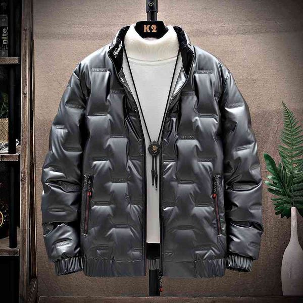 

men's down jacket 2021 winter white duck warm stand collar short fashion fat plus l-8xl, Black