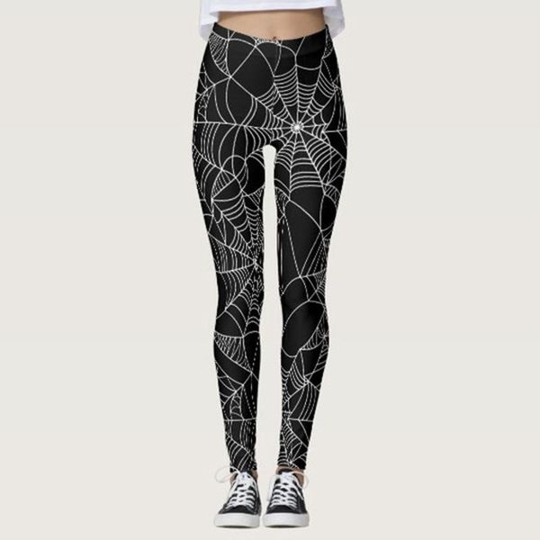 

women's leggings gym halloween day legging ghost skull pumpkin palm styles digital print trousers, Black