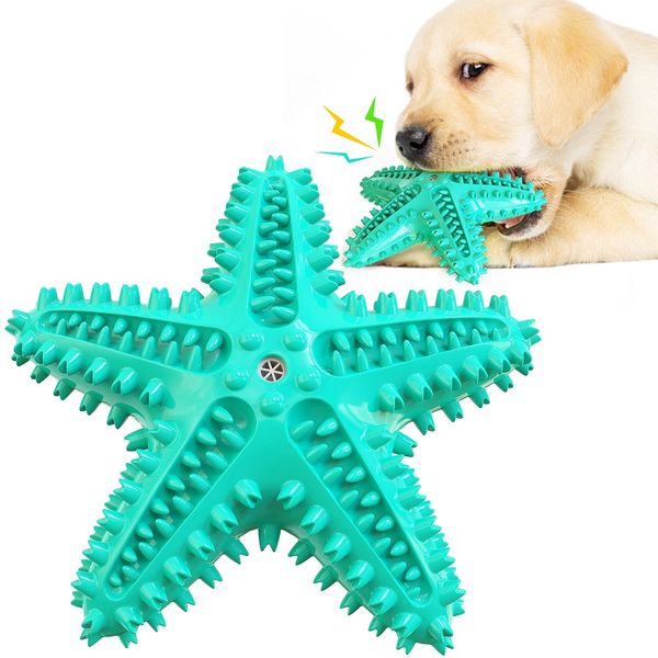 

pet dog sounding chew toy rubber starfish shape floating play in water nontoxic teeth cleaning doggie puppytoothbrush