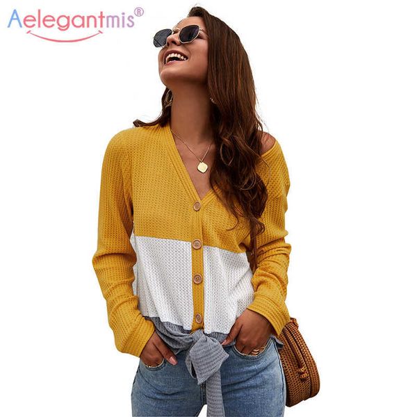 

aelegantmis womens knitted sweater jumpers harajuku chic v-neck women cardigans autumn winter 210607, White