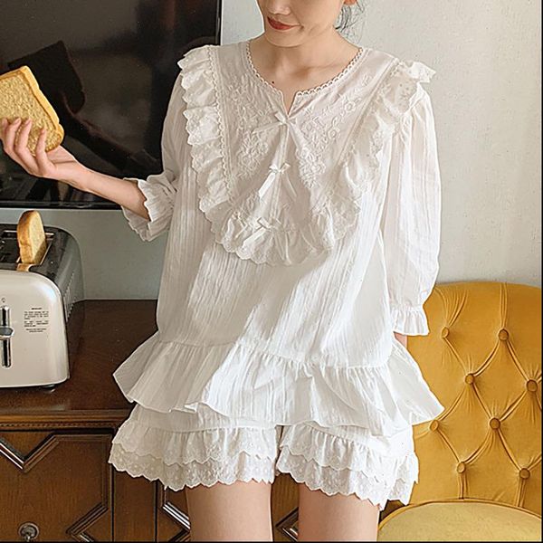 

lolita princess embroidered flowers women sleepwear pajama sets. shorts.vintage girls lace pyjamas set.sleepwear loungewear, Black;red