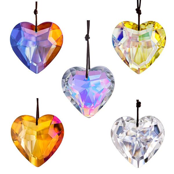 

h&d 5 colors crystal heart prisms suncatcher pendant for windows garden hanging decor rainbow maker ornament car charms decorations