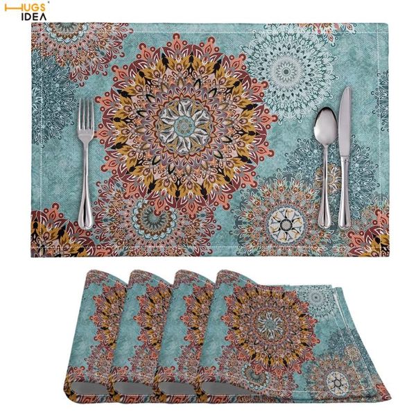 

mats & pads hugsidea vintage mandala design home decoration dinner tableware placemat customized party wedding table mat insulation pad 4pcs