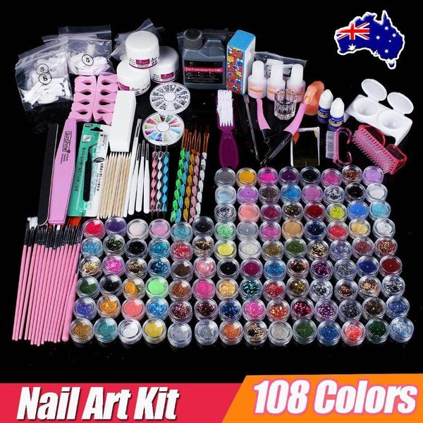 

nail art kits 108 kinds colors full acrylic kit with liquid decorations all for manicure tools