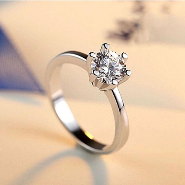 

wedding rings fashion shine six claw zircon women rhinestones ring female jewelry engagement gift 369833 bands, Slivery;golden