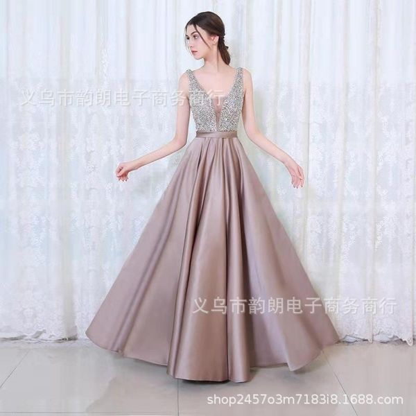 

2020 off shoulder v-neck solid evening dress seven colors, White;black