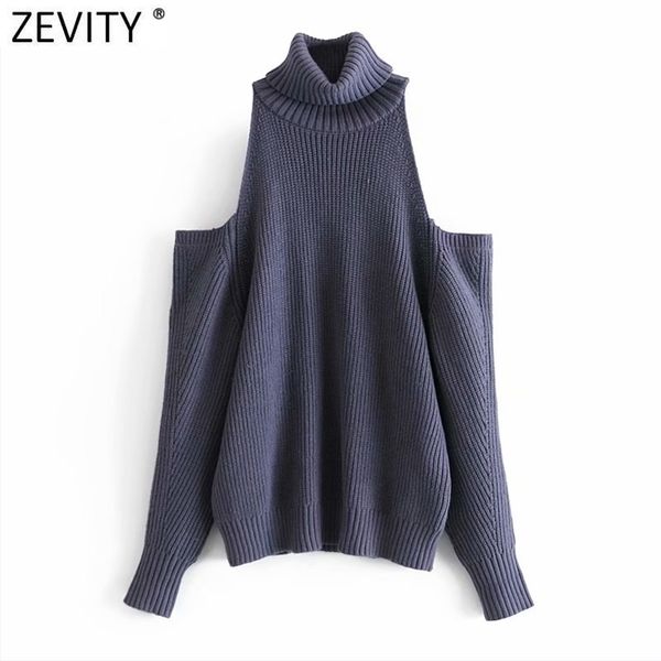 

women fashion turtleneck off shoulder solid leisure knitting sweater femme chic hollow out design pullovers s577 210416, White;black