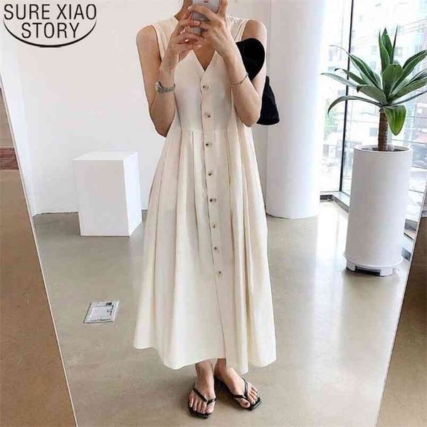 

summer vintage single breasted v-neck sleeveless maxi dresses for women temperament midi long 14309 210506, Black;gray