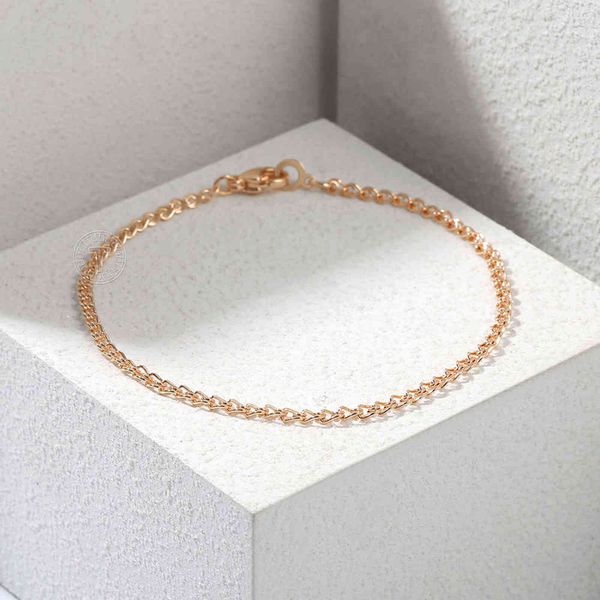 

3mm trendy 585 rose gold snail wheat bead bracelet for women girl fashion wedding party jewelry gifts female 20cm dcb58, Golden;silver